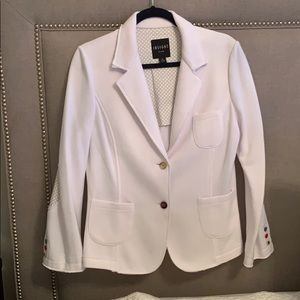 White cotton Blazer by Insight patch elbow